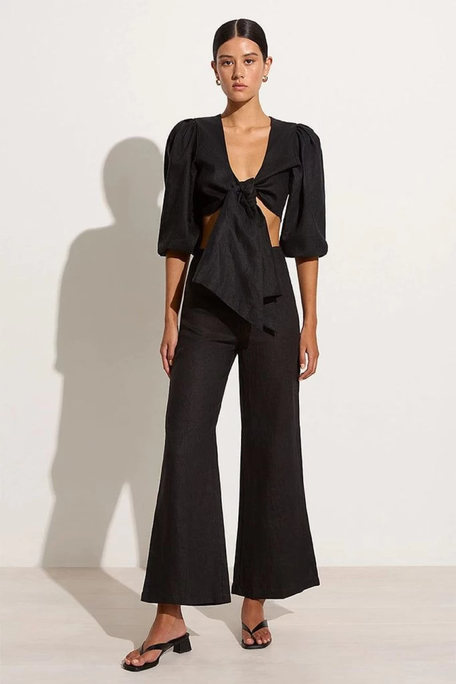 Faithfull The Brand Ottavio Black Plain Pants for Women