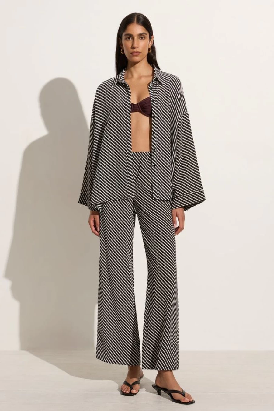 Faithfull The Brand Monforte Toscano Striped Black Pants for Women