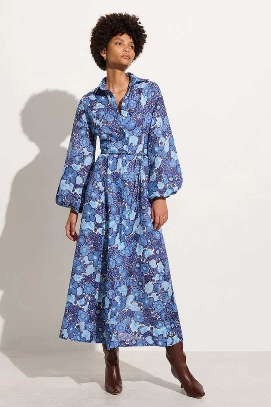 Faithfull The Brand La Mira Floral Blue Maxi Dress - Los Cinco Style