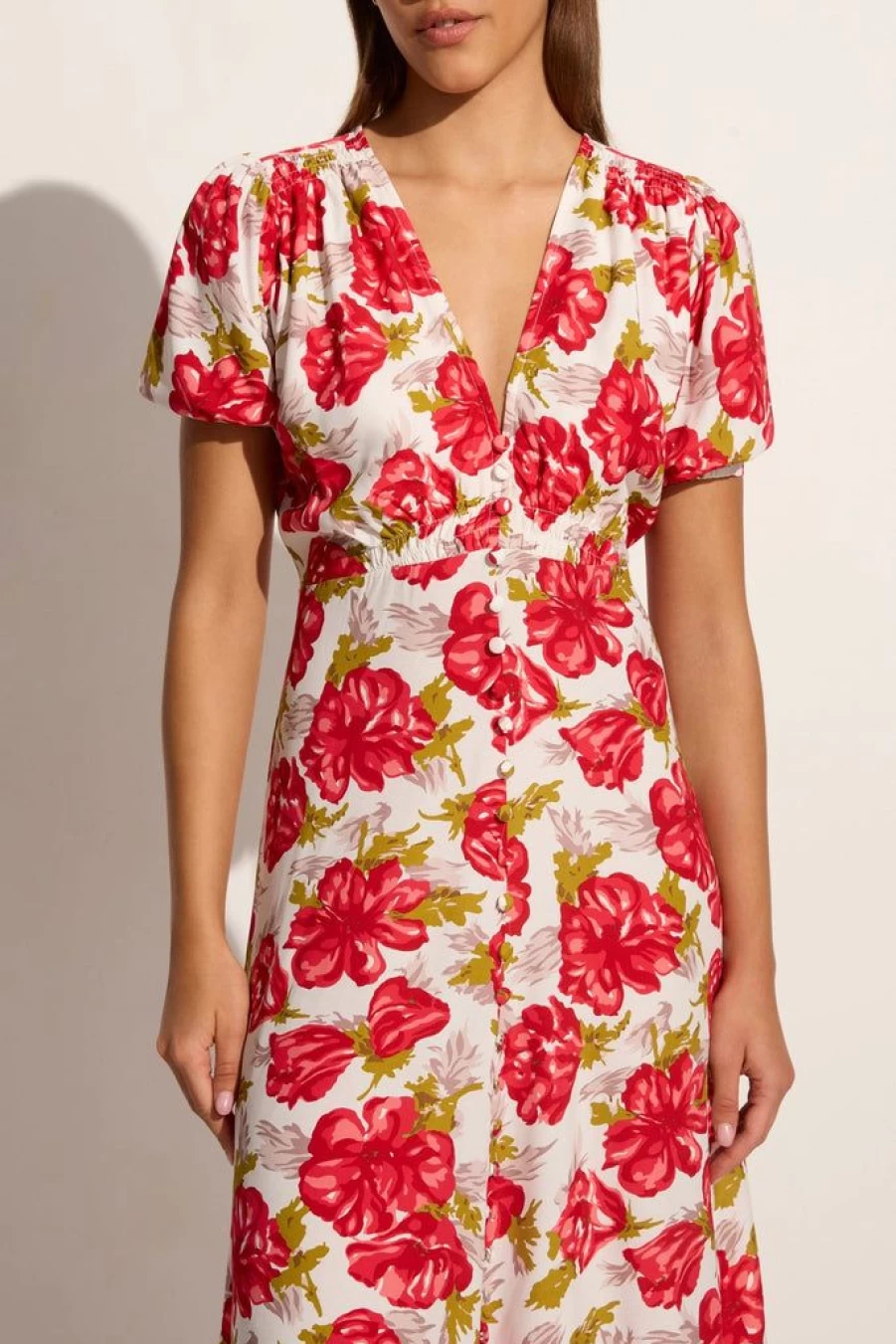 Faithfull The Brand Isadora Floral Red Midi Dress - Bellavista Style
