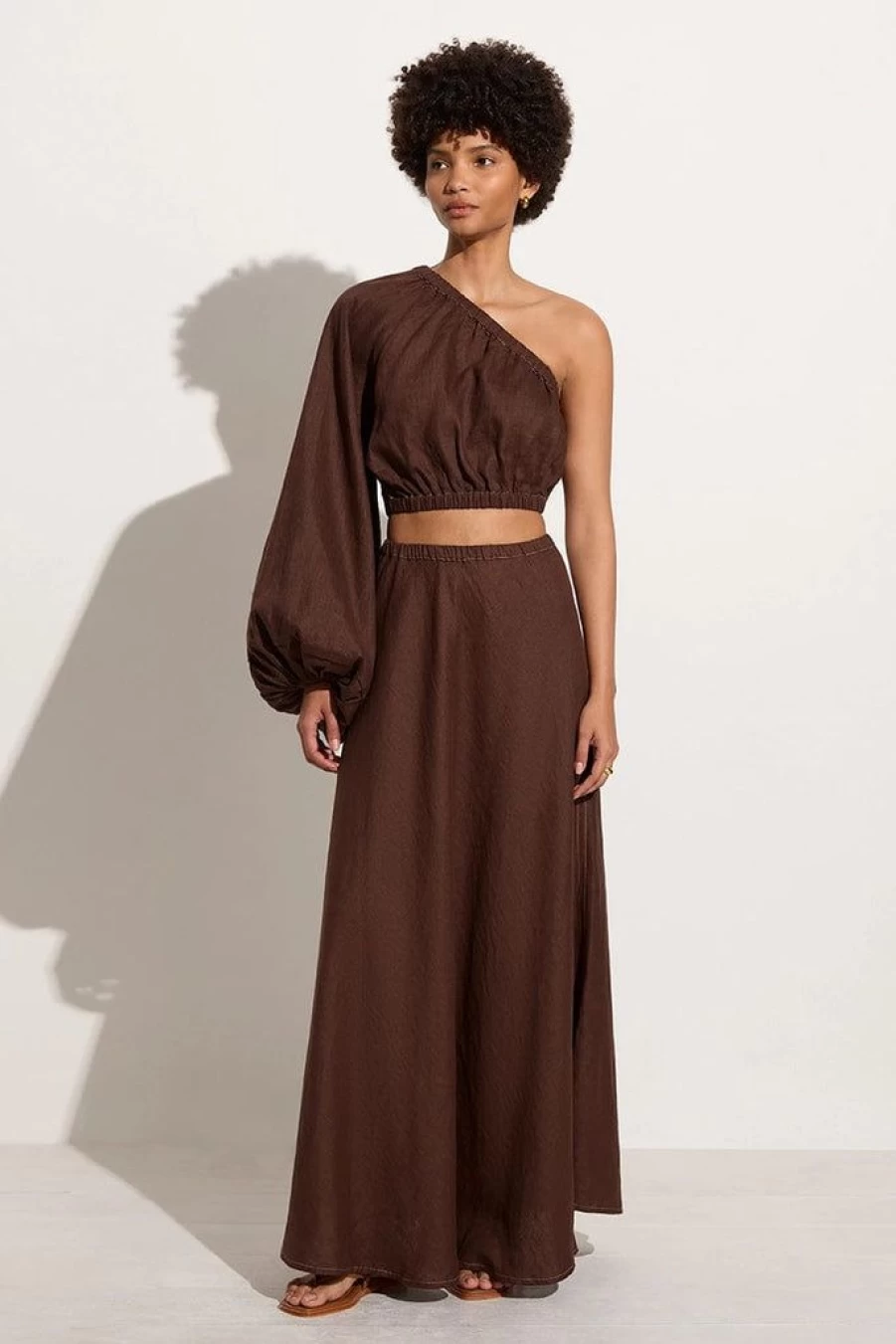 Faithfull The Brand Heba Skirt in Cacao - Women's Boho Chic Midi Skirt