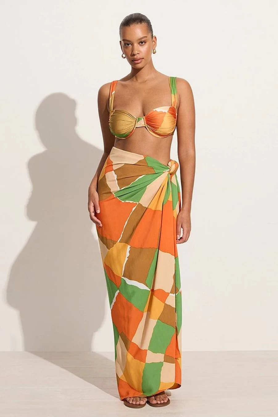 Faithfull The Brand Playa Scarf - Costa Smeralda Print, Lightweight Beach Wrap, Boho Fashion Accessory, Final Sale