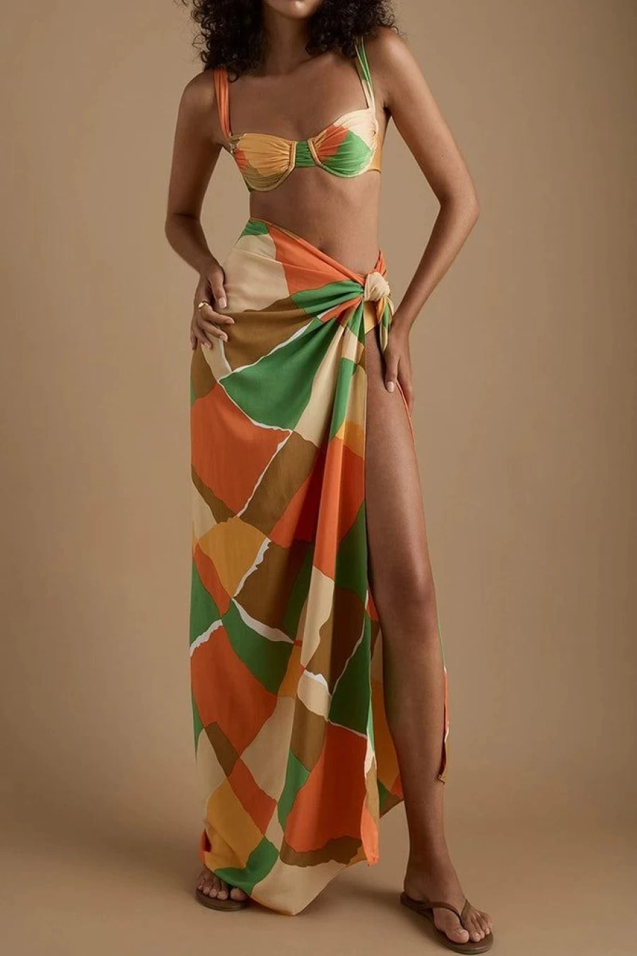 Faithfull The Brand Playa Scarf - Costa Smeralda Print, Lightweight Beach Wrap, Boho Fashion Accessory, Final Sale