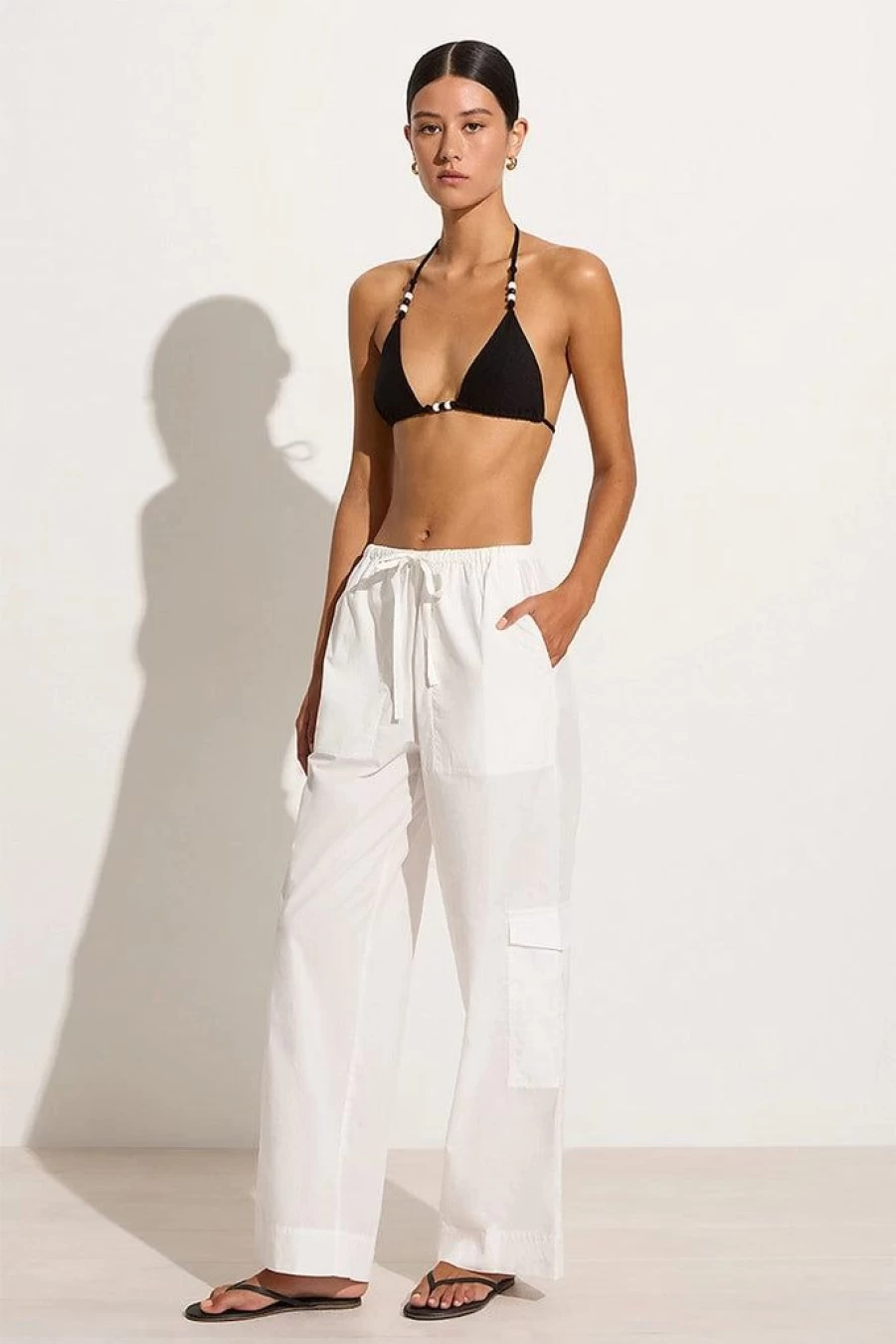 Faithfull The Brand Mico White Pants - Women's High-Waisted Linen Wide Leg Trousers