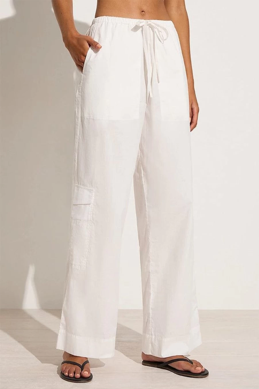 Faithfull The Brand Mico White Pants - Women's High-Waisted Linen Wide Leg Trousers