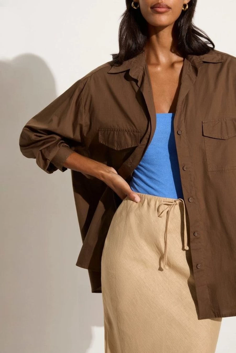 Faithfull The Brand Tyde Shirt in Cappuccino - Limited Time Final Sale