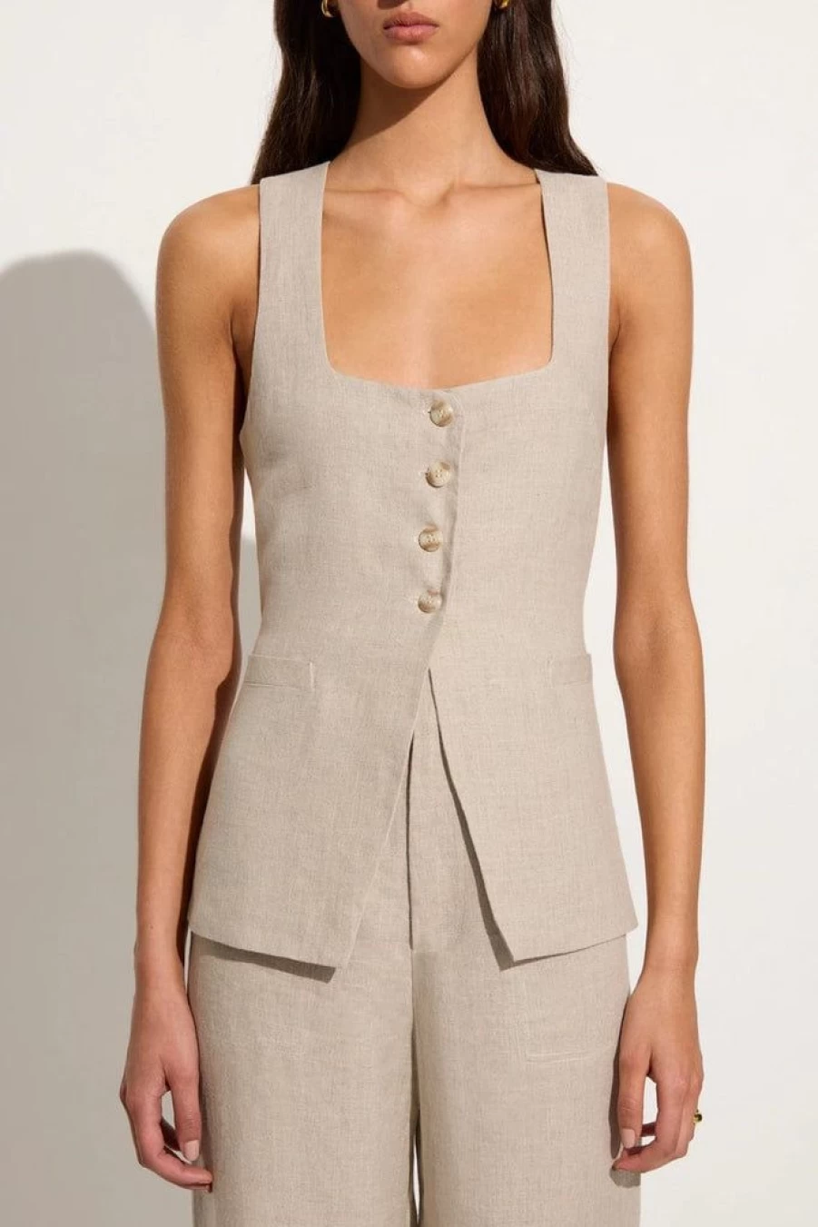 Faithfull The Brand Maya Vest Natural - Women's Boho Linen Summer Vest