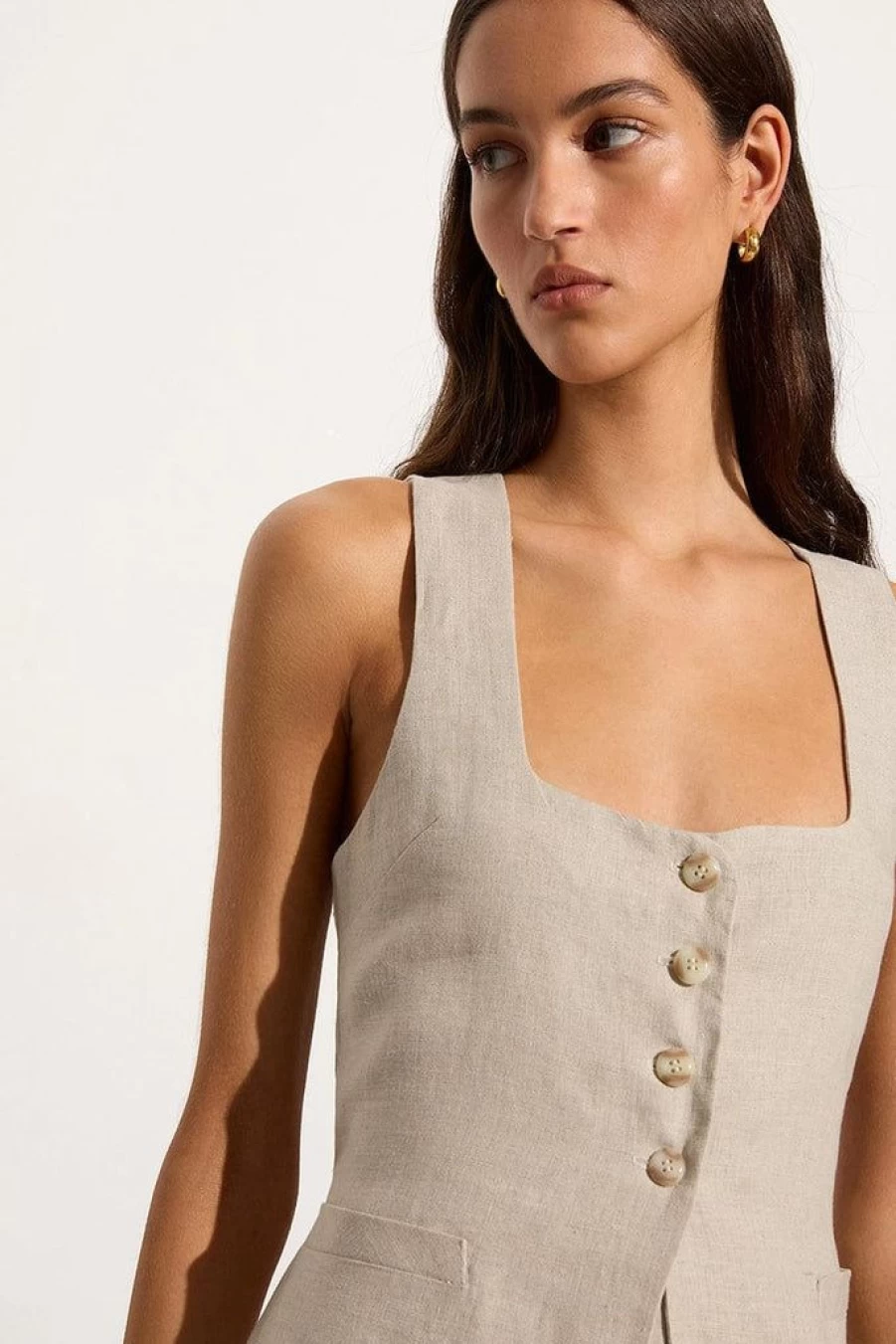 Faithfull The Brand Maya Vest Natural - Women's Boho Linen Summer Vest