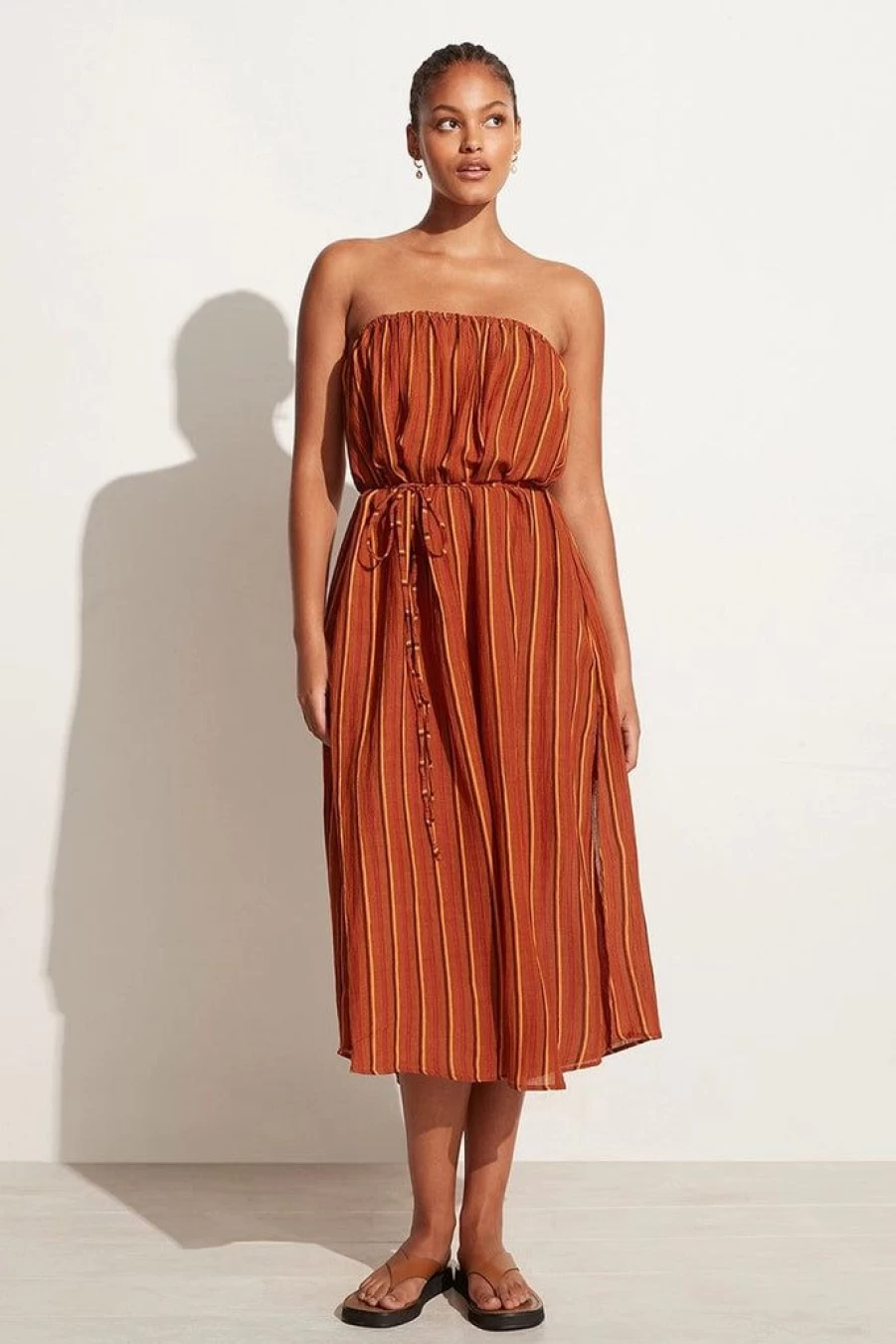 Faithfull The Brand Luannah Aria Stripe Print Midi Dress - Final Sale