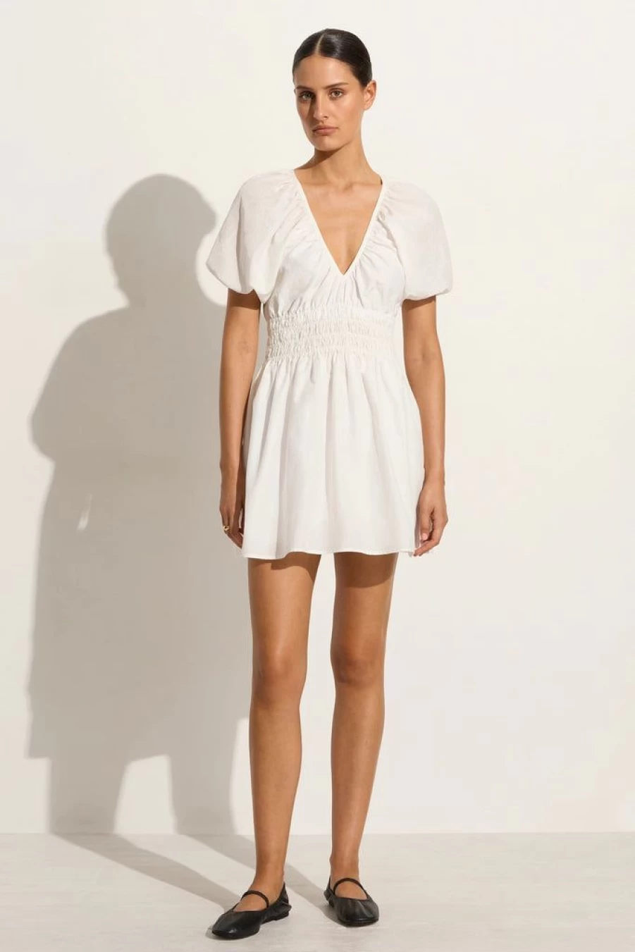 Faithfull The Brand Salone Mini Dress - White Summer Linen Dress for Women