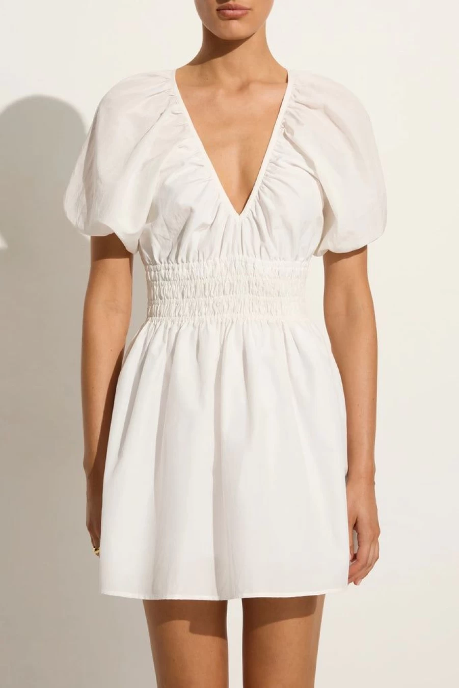 Faithfull The Brand Salone Mini Dress - White Summer Linen Dress for Women