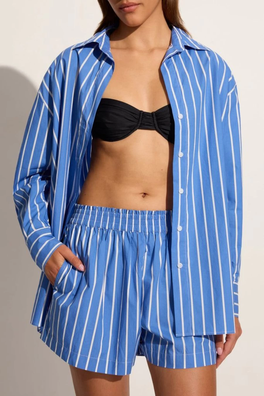 Faithfull The Brand Elva Short - Adia Stripe Ocean Blue Women's Beachwear