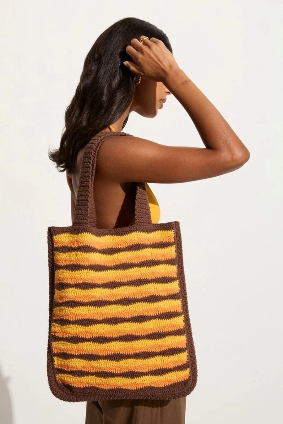 Faithfull The Brand Orange Pula Crochet Tote Bag - Handmade Exclusive Final Sale