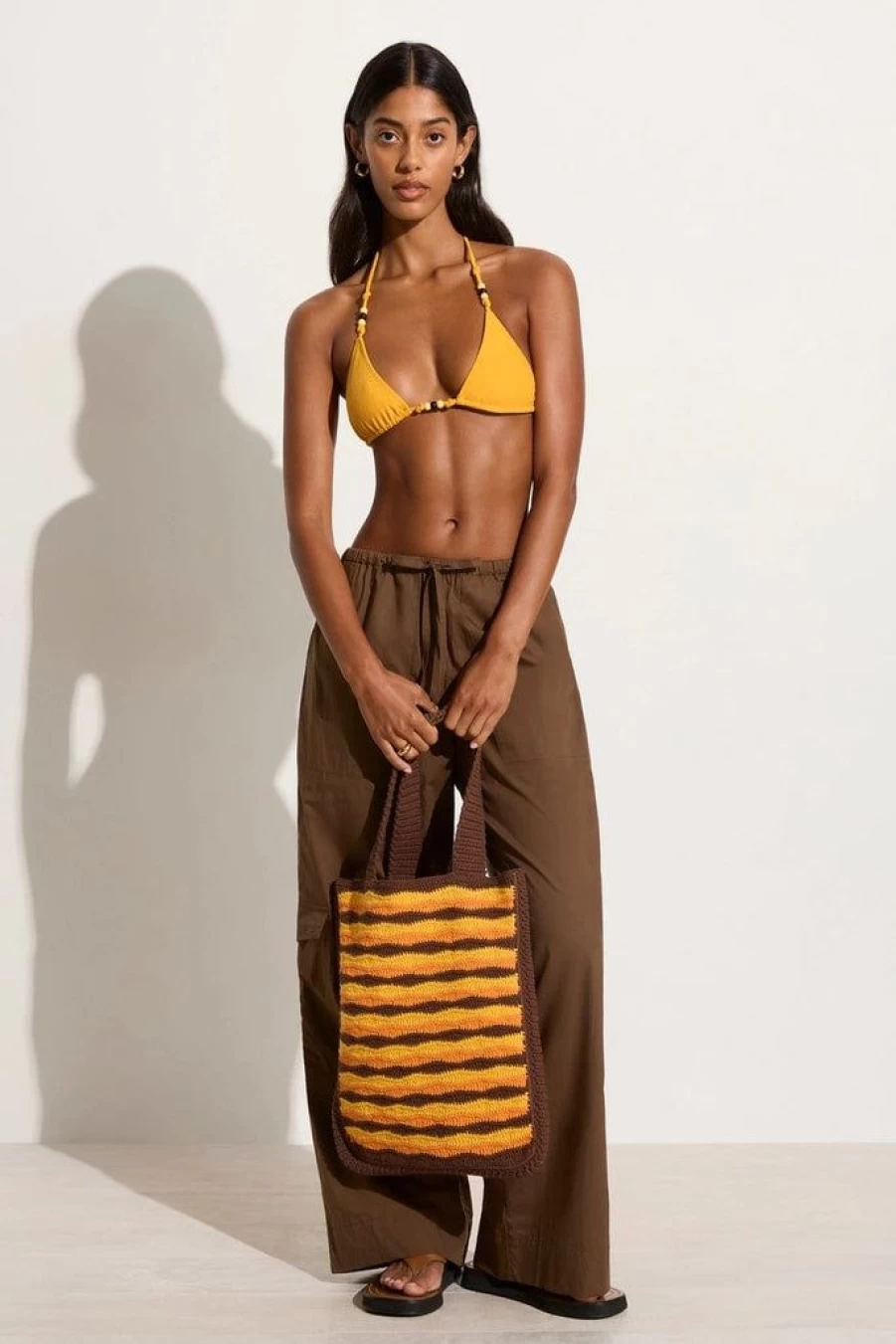Faithfull The Brand Orange Pula Crochet Tote Bag - Handmade Exclusive Final Sale
