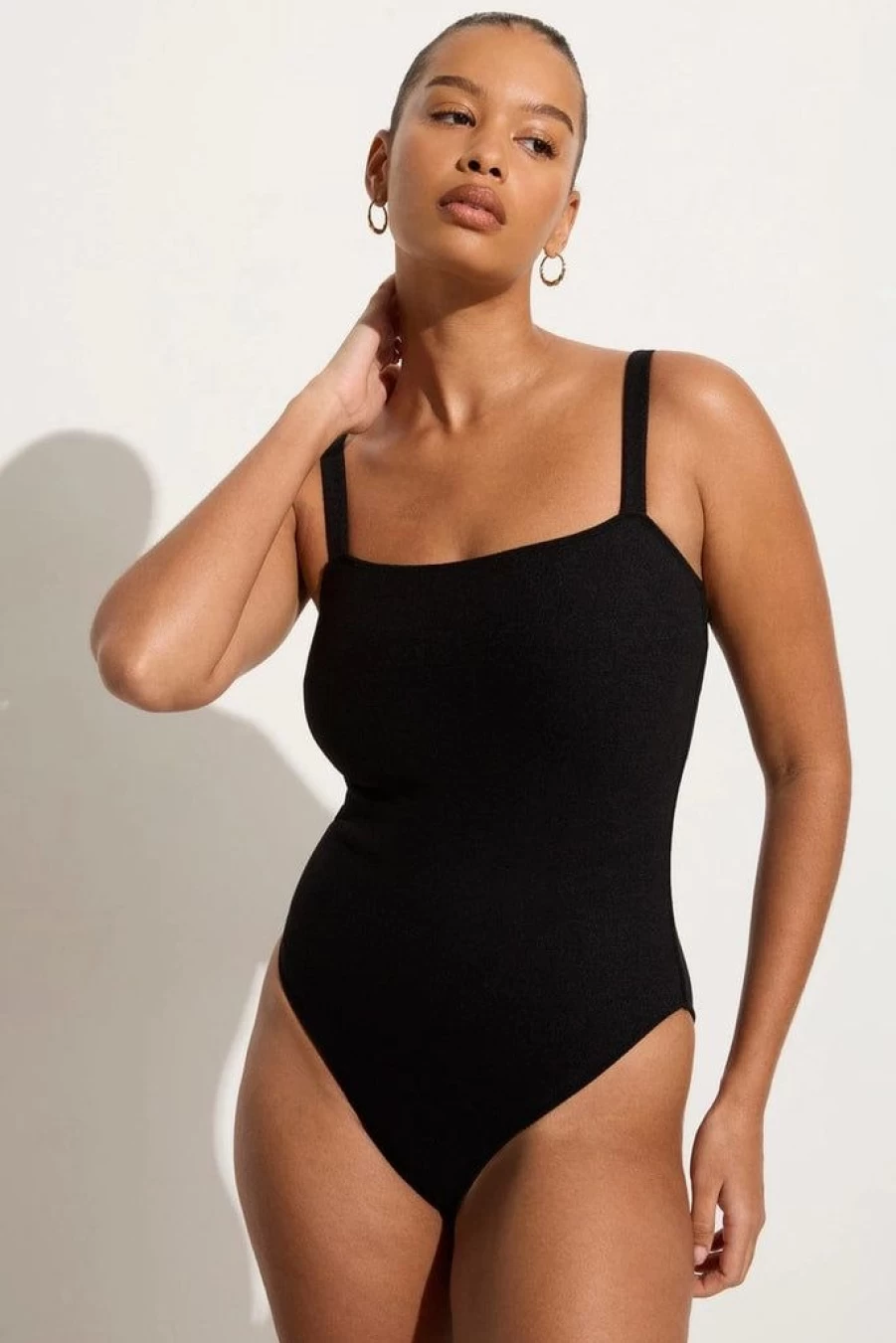 Faithfull The Brand Marilena Black Towelling One Piece Swimsuit - Final Sale
