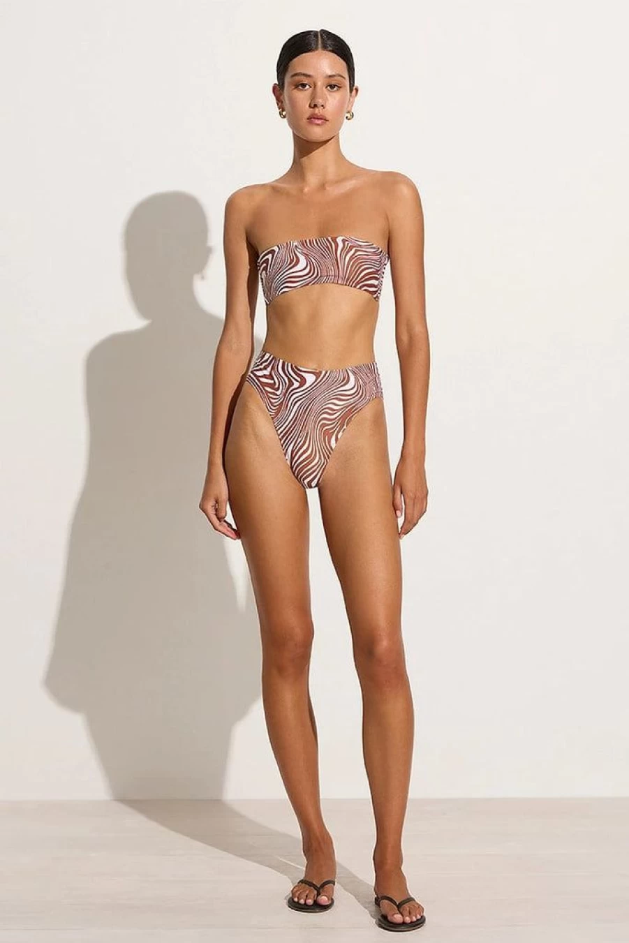 Faithfull The Brand Chania High-Waisted Bikini Bottoms - Floral Print Swimwear Final Sale