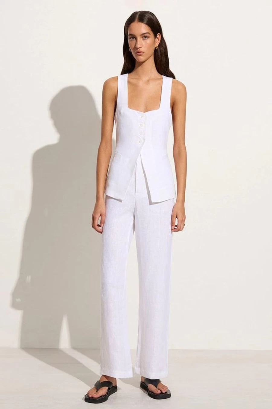 Faithfull The Brand Isotta White Pant - Women's High-Waisted Linen Trousers