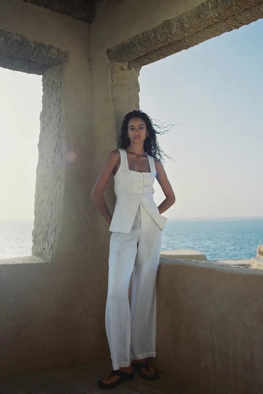 Faithfull The Brand Isotta White Pant - Women's High-Waisted Linen Trousers