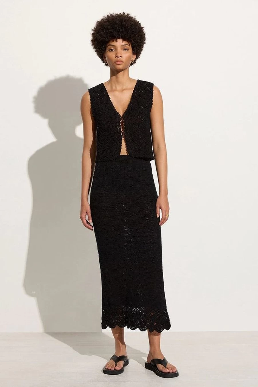 Faithfull The Brand Lula Black Handmade Crochet Skirt for Women