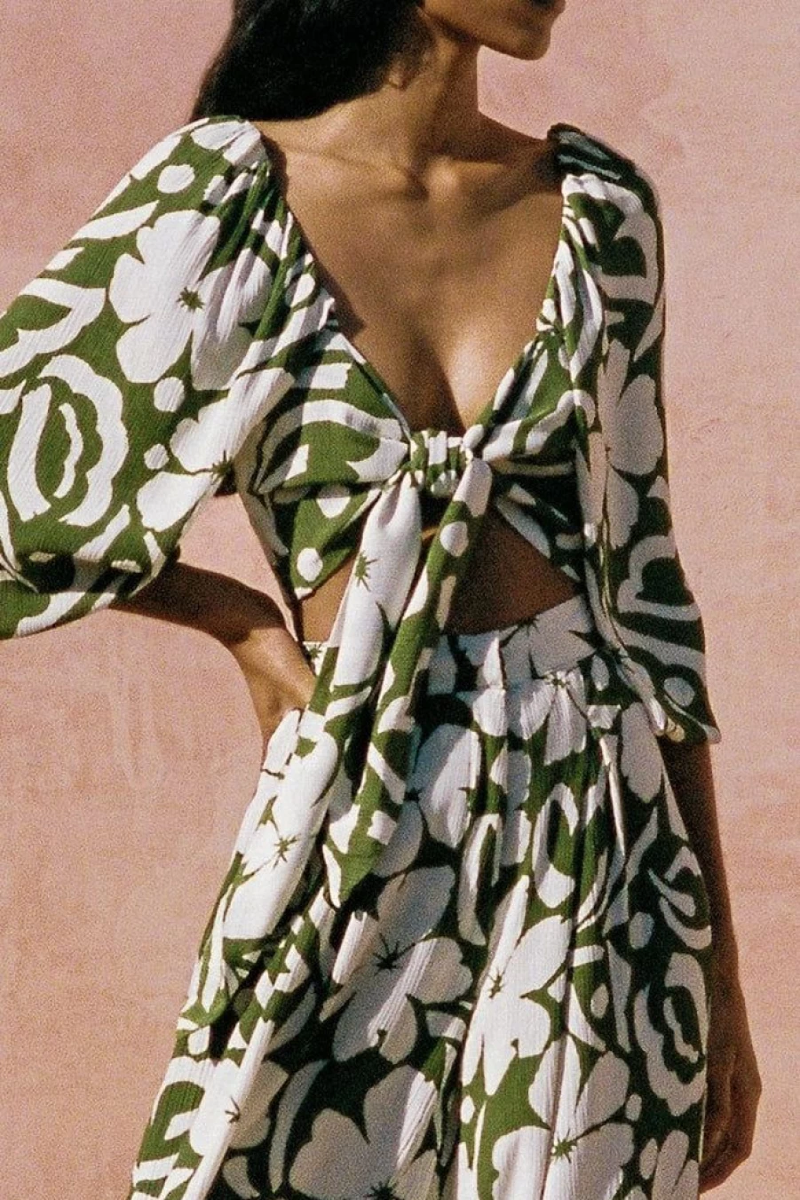 Faithfull The Brand Margherita Floral Top in Olive Green - Final Sale
