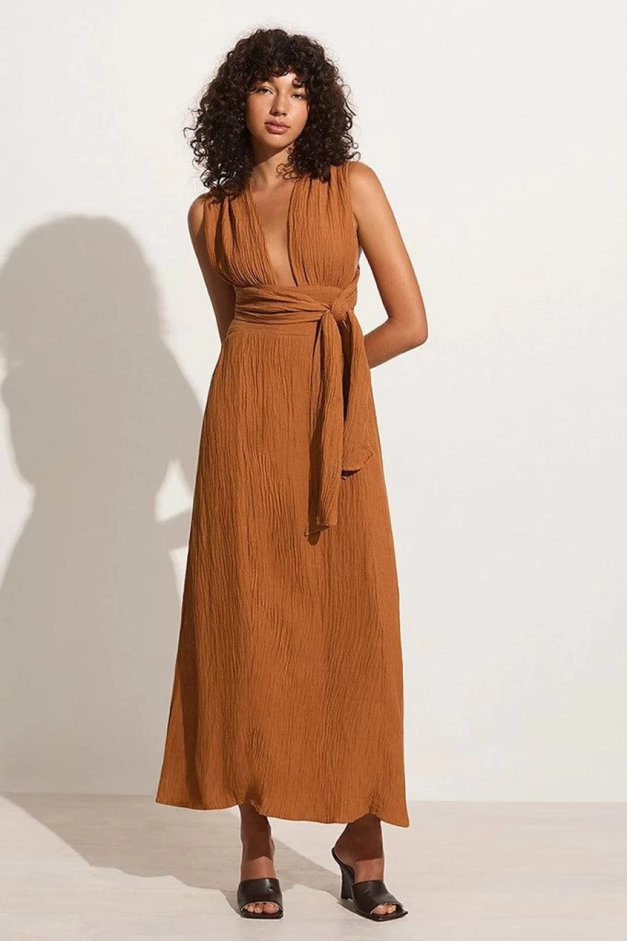 Faithfull The Brand Tropiques Maxi Dress in Caramel - Boho Summer Beach Dress for Women
