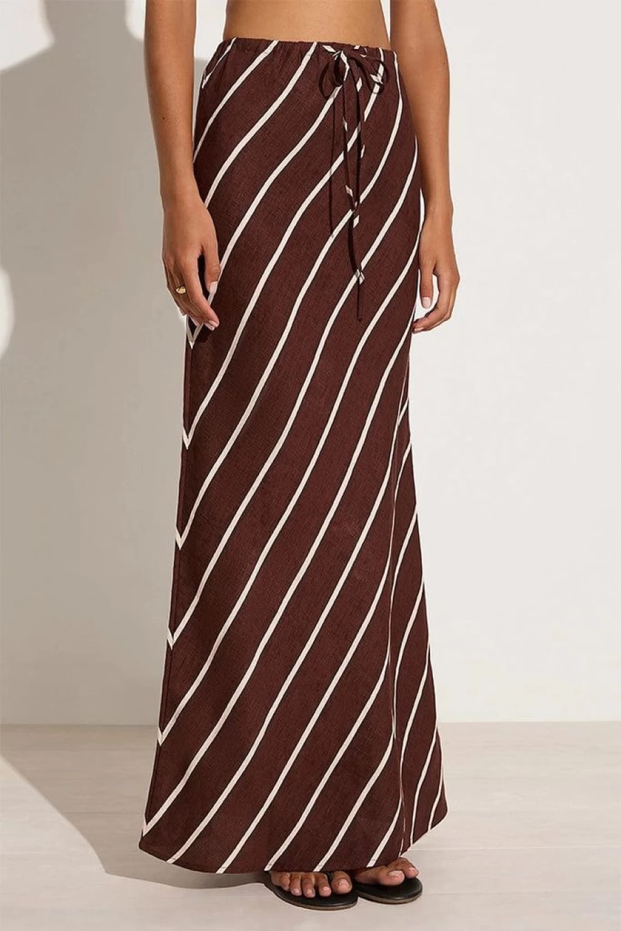 Faithfull The Brand Cataline Striped Skirt in Truffle - San Vito Pattern - Final Sale
