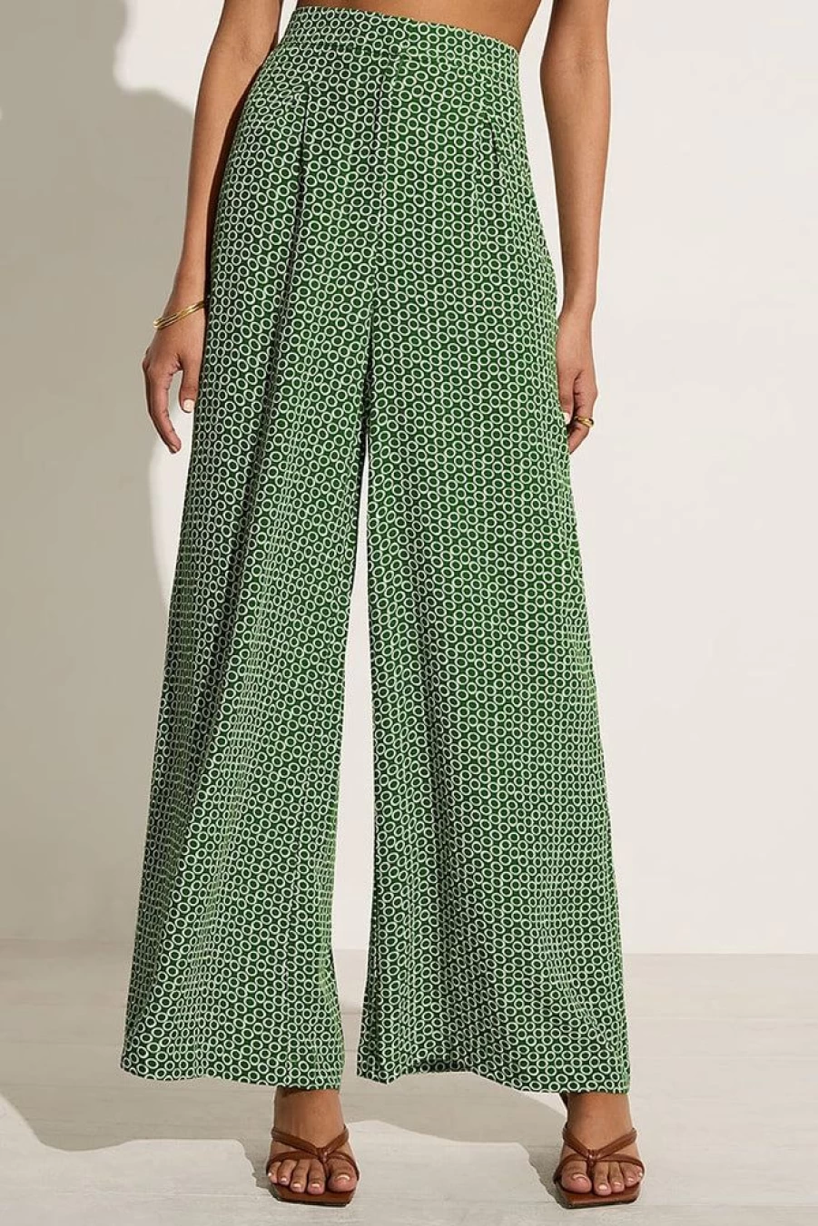 Faithfull The Brand Leia Pant Azulejo Blue Floral Print High Waisted Wide Leg Pants