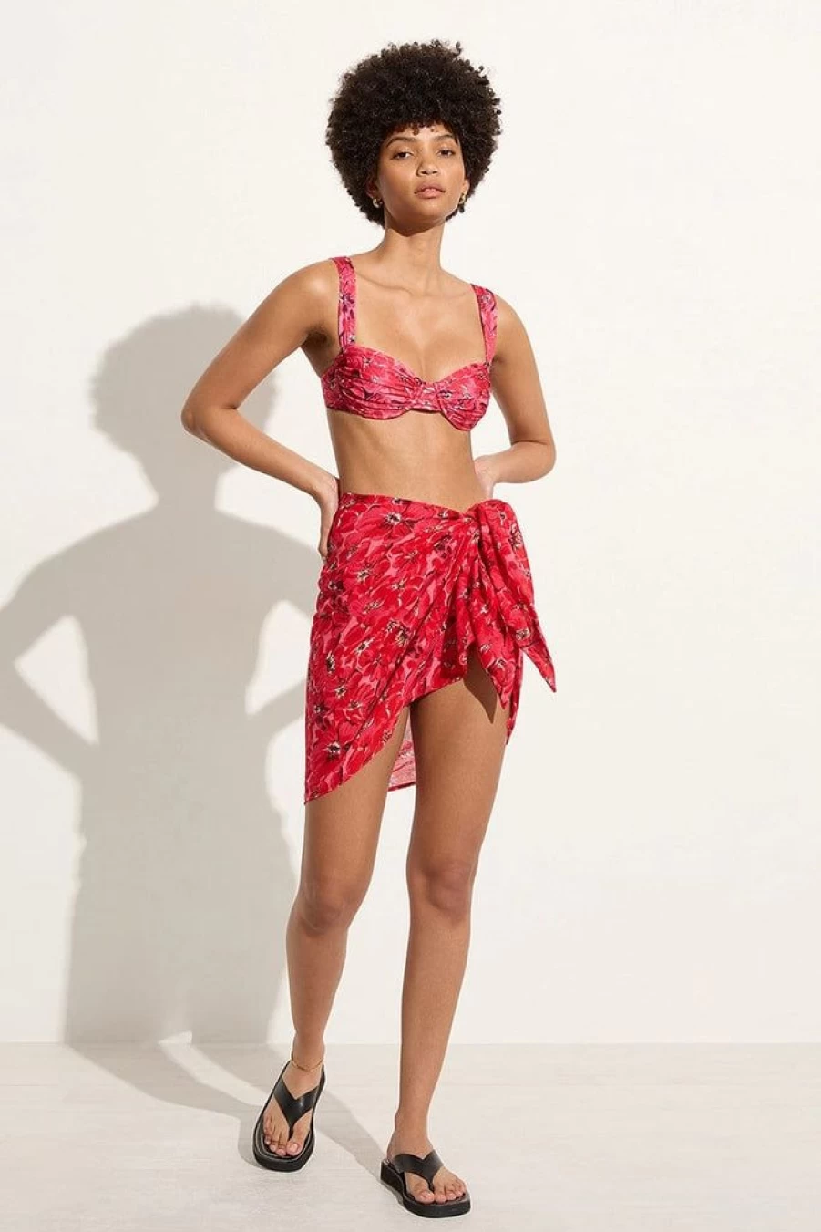 Faithfull The Brand Alca Pareo Floral Pink Beach Wrap - El Limon Design
