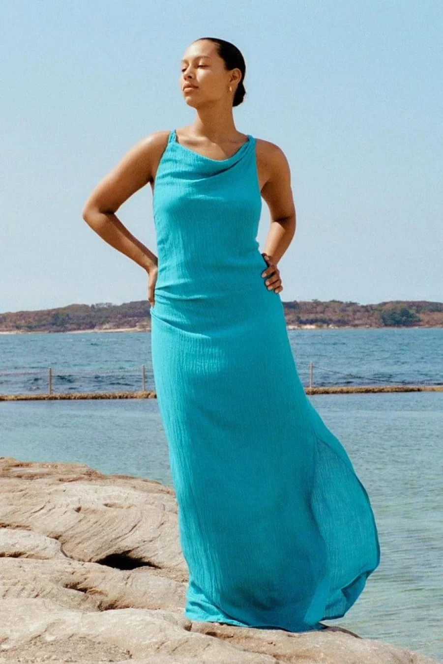 Faithfull The Brand Palermo Maxi Dress in Turquoise - Flowy Boho Summer Dress