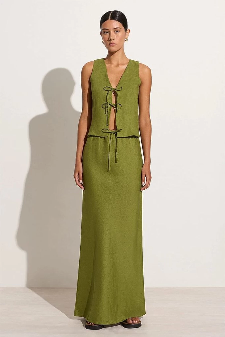 Faithfull The Brand Cataline Skirt in Palm Green - Limited Time Final Sale