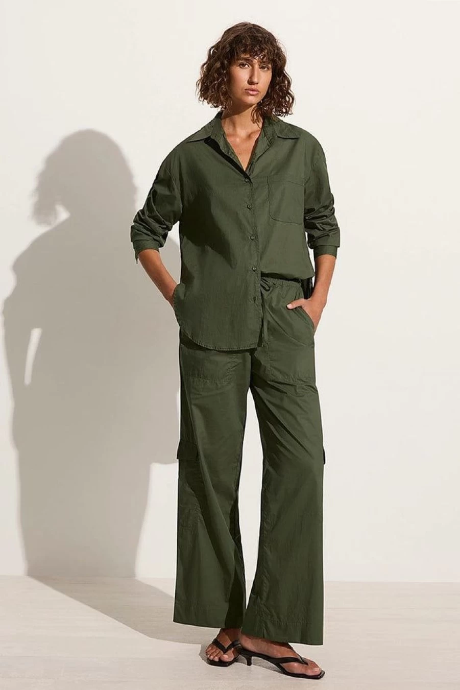 Faithfull The Brand Mico Pant Pine - Women's High-Waisted Linen Blend Wide Leg Pants