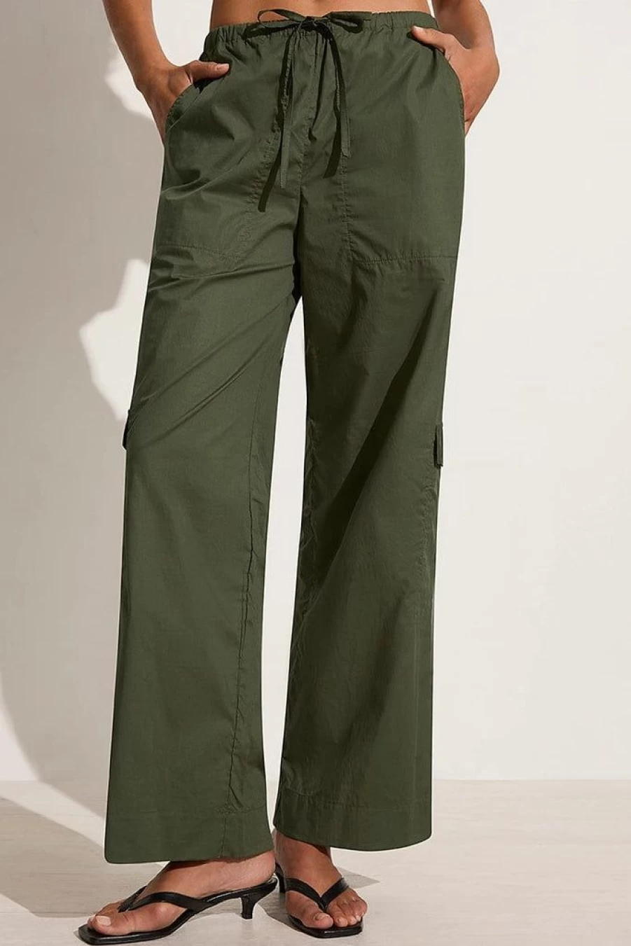 Faithfull The Brand Mico Pant Pine - Women's High-Waisted Linen Blend Wide Leg Pants