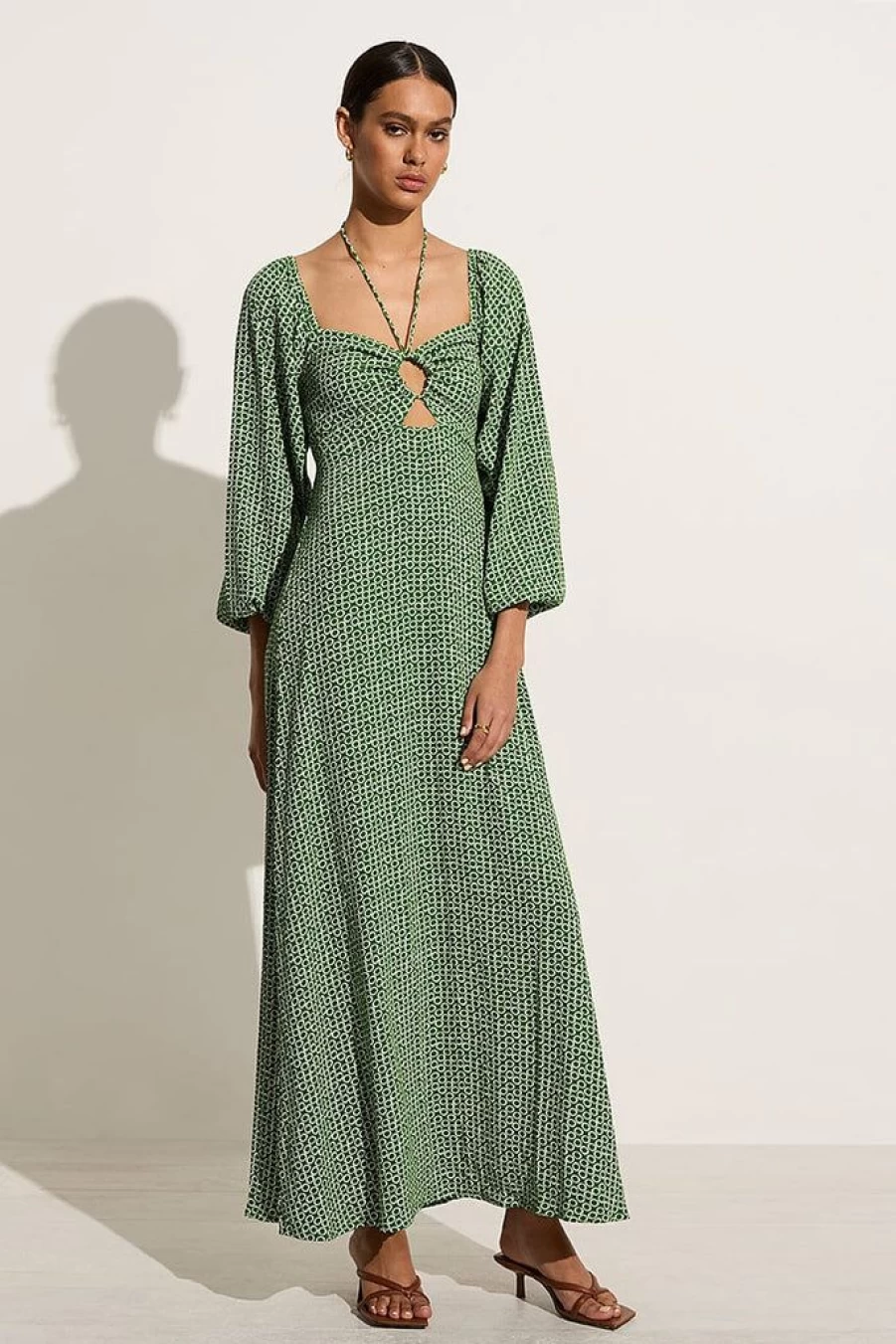 Faithfull The Brand Loures Maxi Dress - Floral Printed Long Summer Dress Azulejo Blue