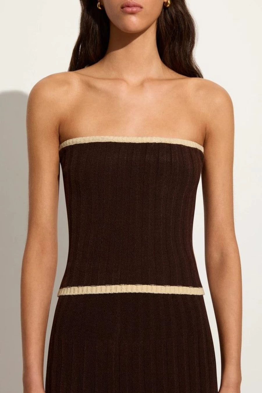 Faithfull The Brand Albarella Knitted Coffee Brown Top Women's Boho Chic Blouse