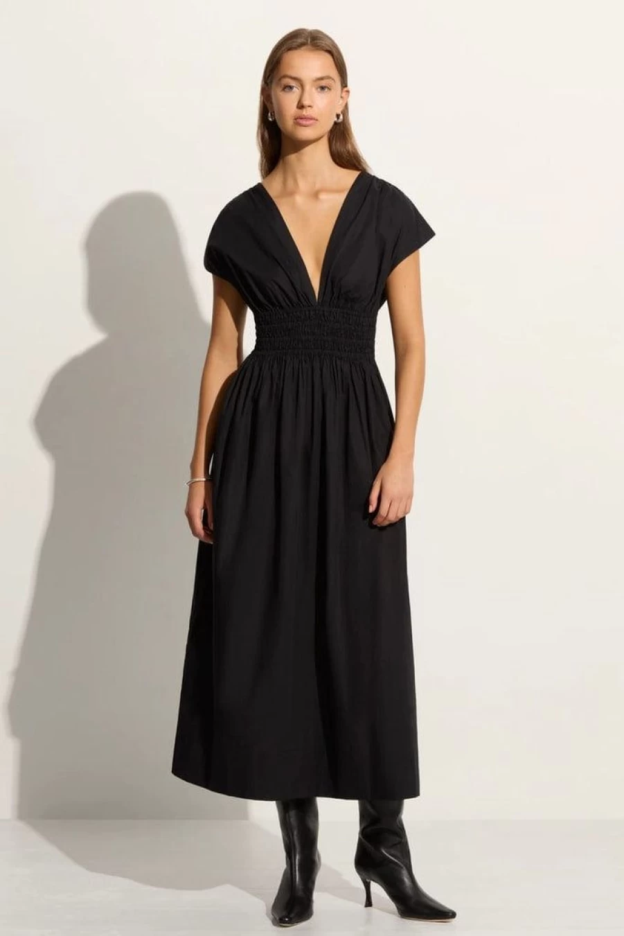 Faithfull The Brand Agnes Black Midi Dress - Exclusive Elegant Design