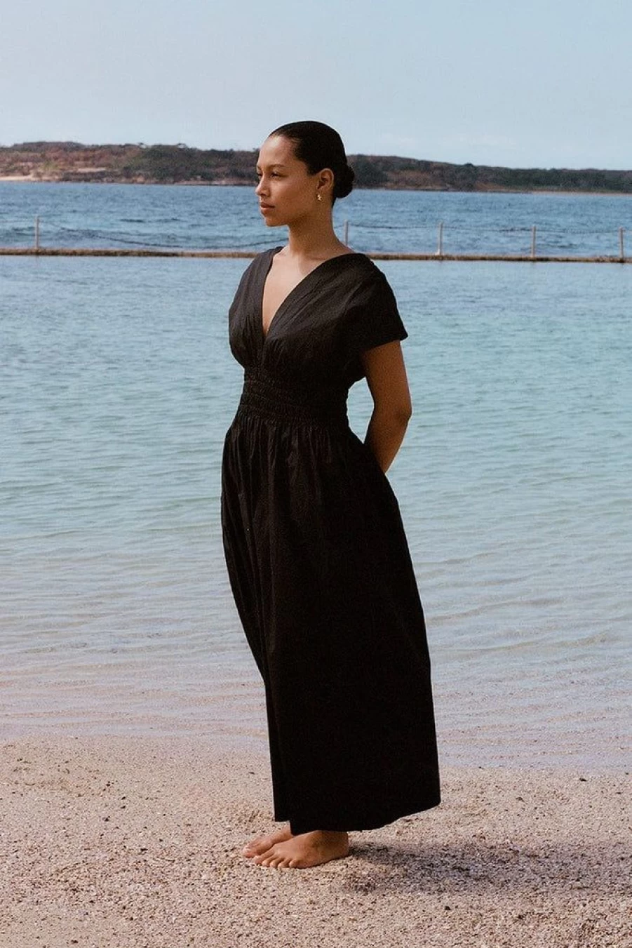 Faithfull The Brand Agnes Black Midi Dress - Exclusive Elegant Design