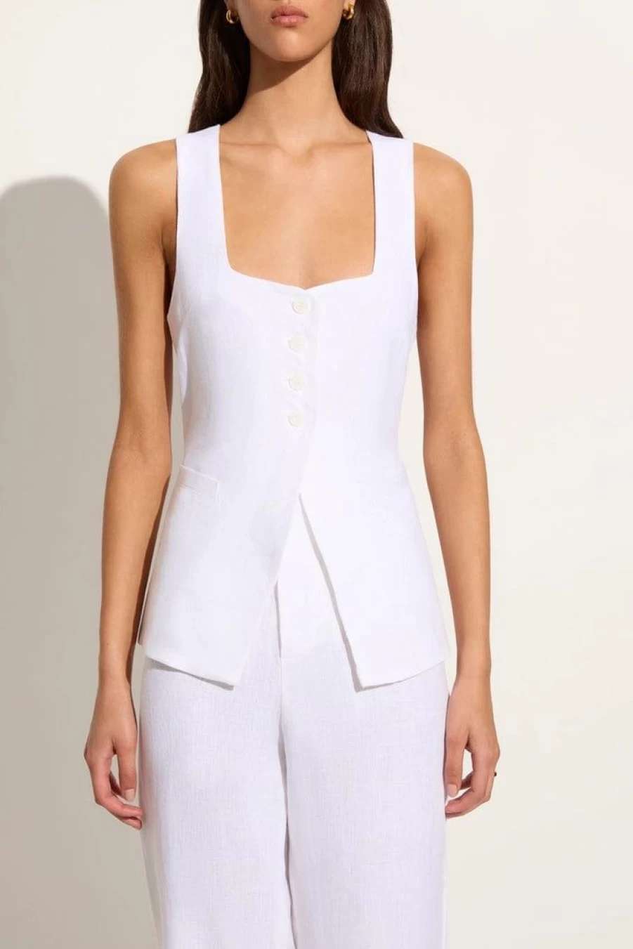 Faithfull The Brand Maya Vest Women's White Boho Linen Summer Top