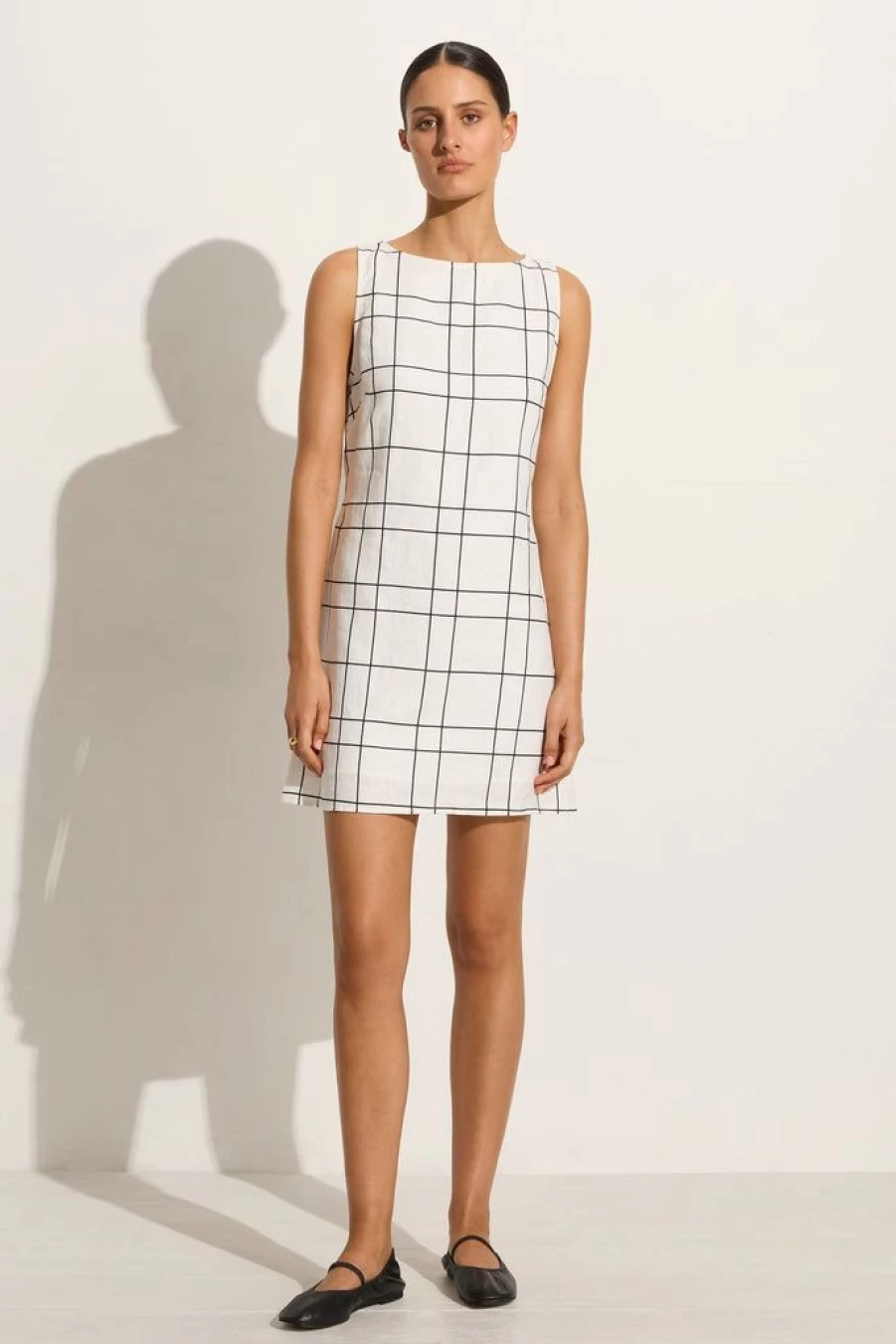 Faithfull The Brand Lui Mini Dress - Letizia Check White - Women's Fashion