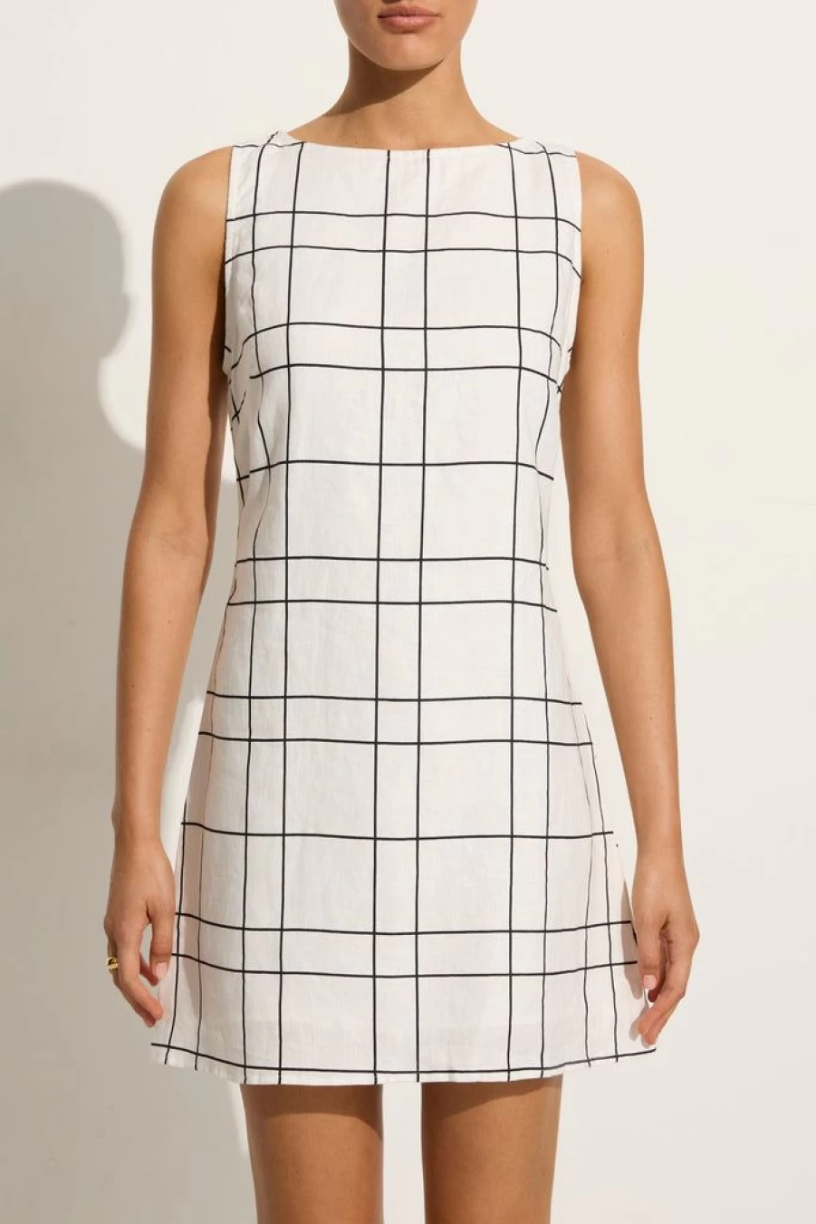 Faithfull The Brand Lui Mini Dress - Letizia Check White - Women's Fashion