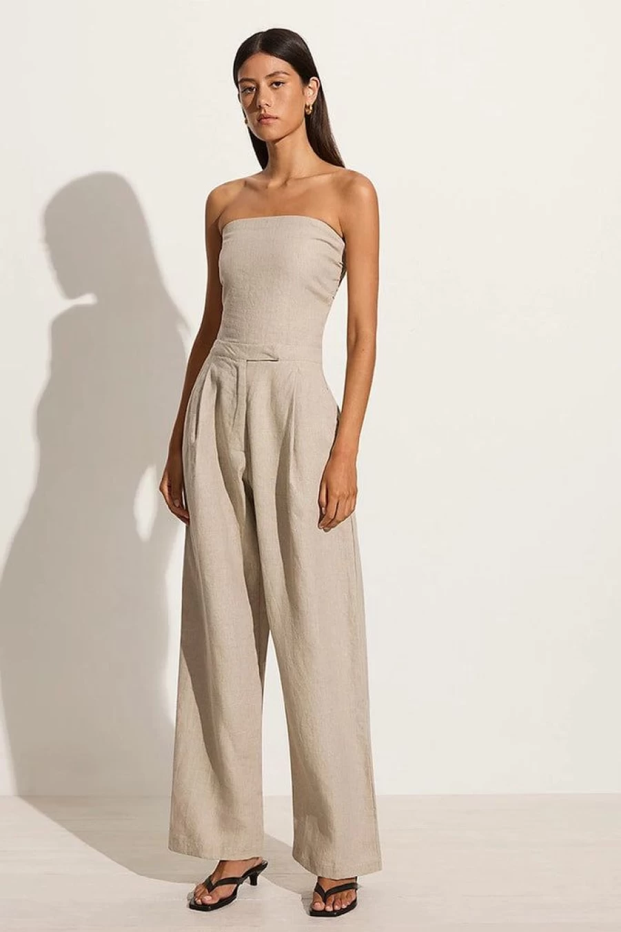Faithfull The Brand Cedros Pant in Natural - Women's Organic Cotton High-Waisted Wide-Leg Trousers