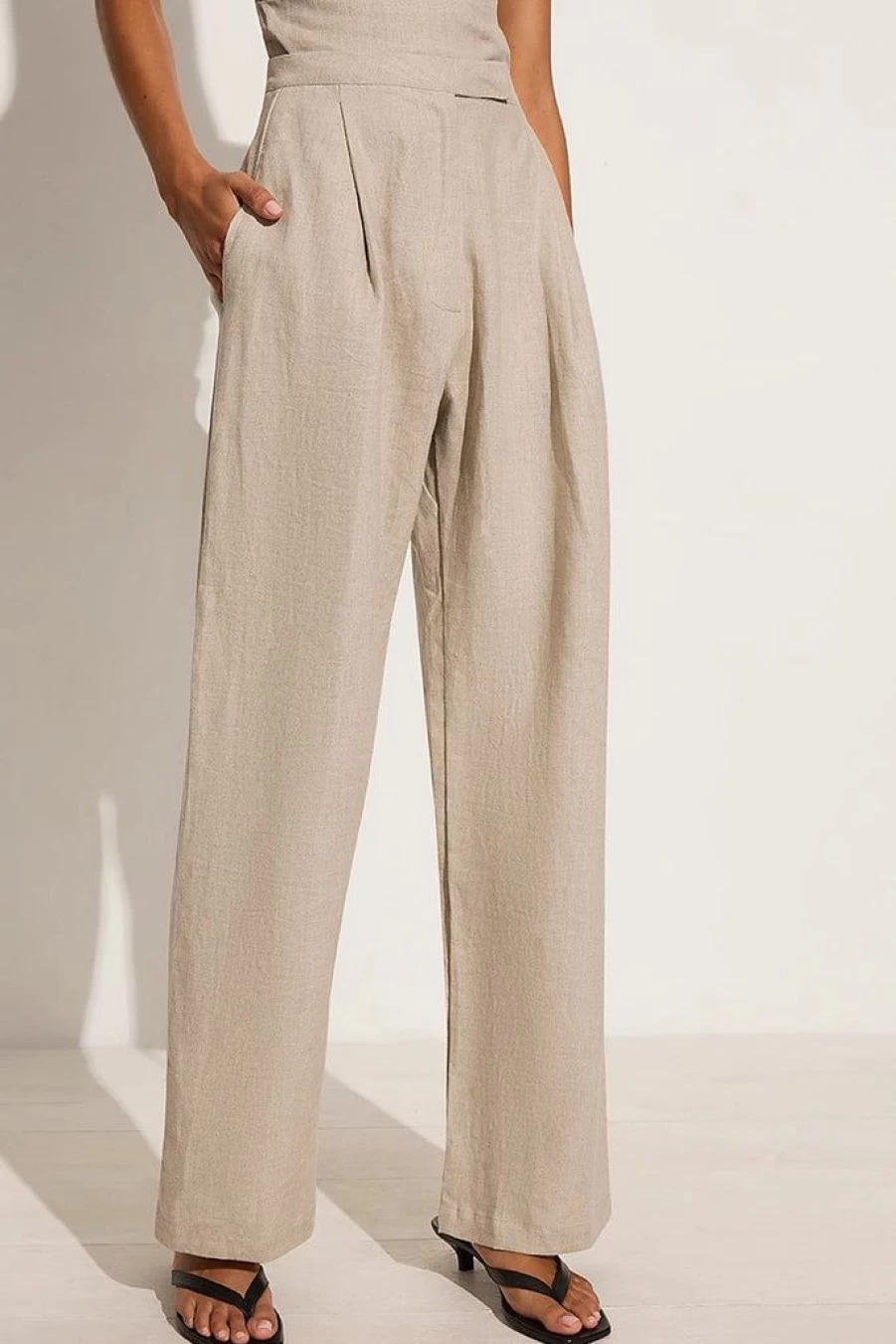 Faithfull The Brand Cedros Pant in Natural - Women's Organic Cotton High-Waisted Wide-Leg Trousers