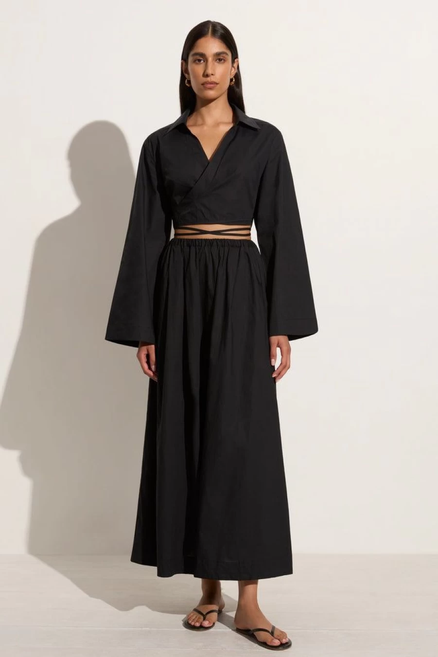 Faithfull The Brand Scanno Black Skirt for Women - Elegant High Waist A-Line Mini Skirt
