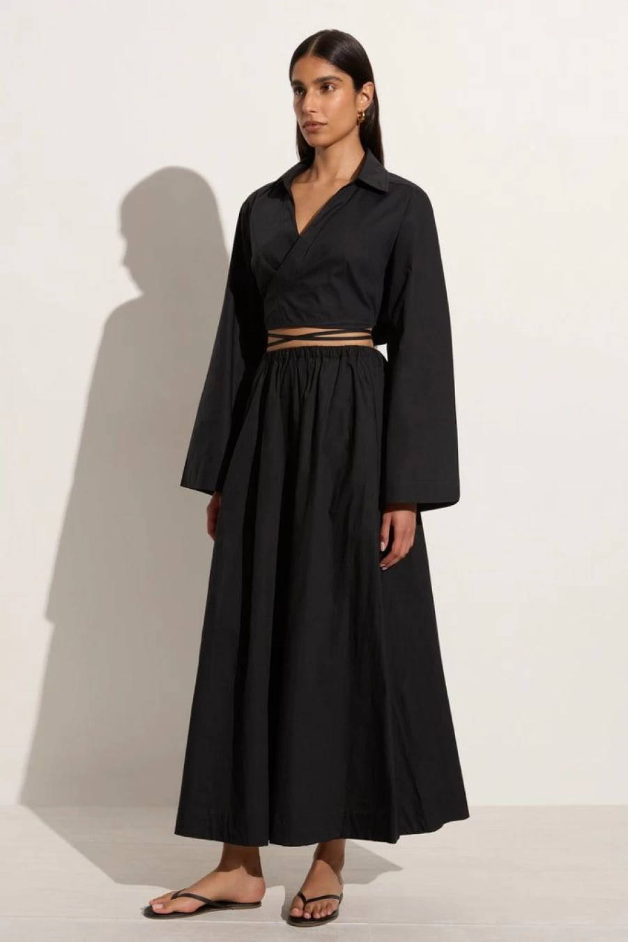 Faithfull The Brand Scanno Black Skirt for Women - Elegant High Waist A-Line Mini Skirt