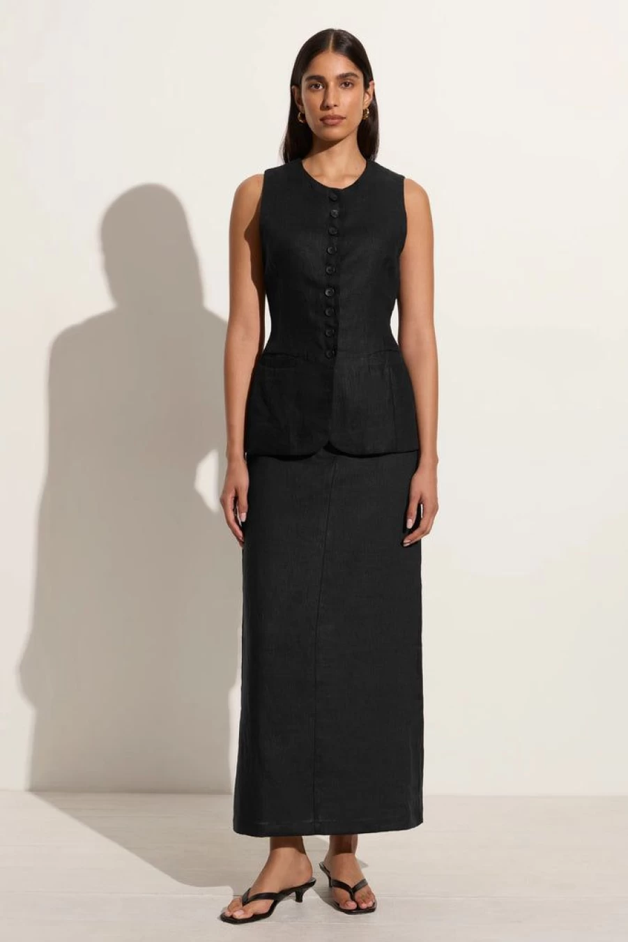 Faithfull The Brand Nelli Black Skirt - Women's Boho Chic Midi Skirt