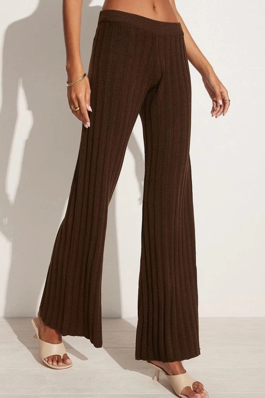 Faithfull The Brand Damira Knit Pants in Coffee - Women's High-Waisted Comfortable Lounge Pants