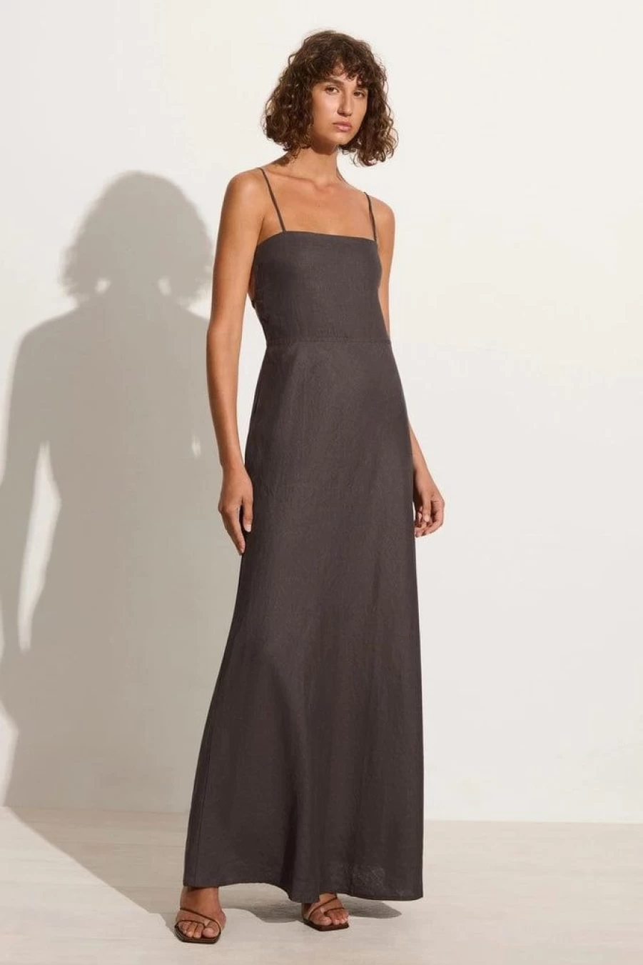 Faithfull The Brand Garcia Maxi Dress in Charcoal - Elegant Long Boho Chic Women's Dress