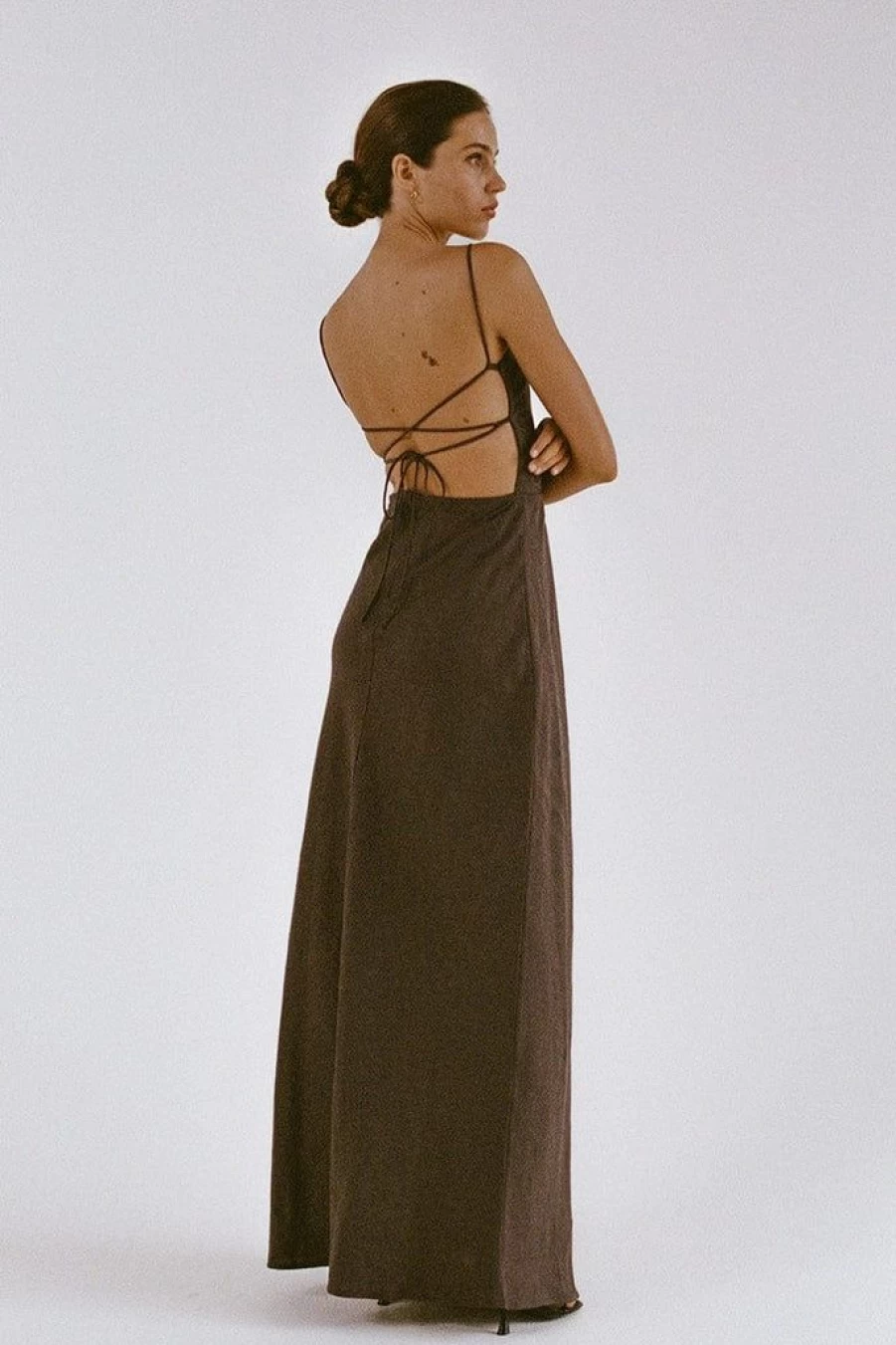 Faithfull The Brand Garcia Maxi Dress in Charcoal - Elegant Long Boho Chic Women's Dress