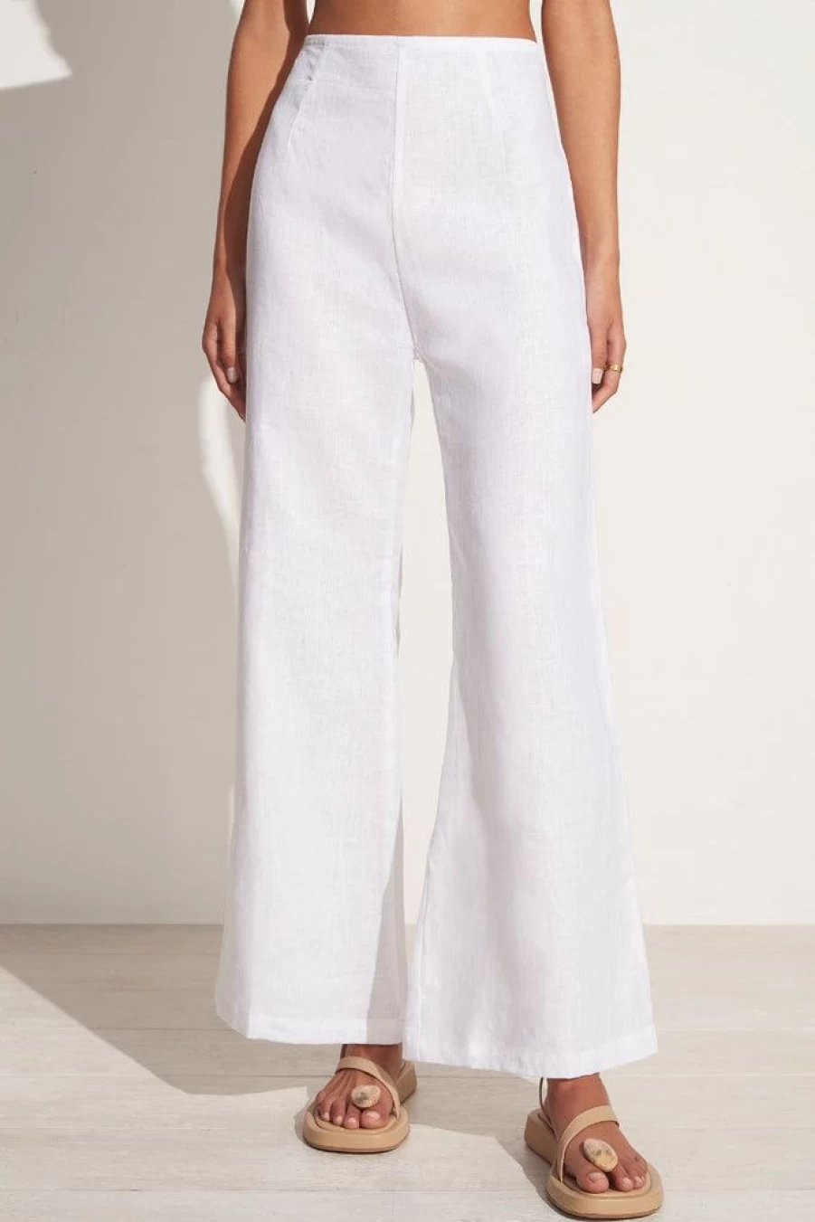 Faithfull The Brand Ottavio White Pants - Women's High-Waisted Linen Trousers