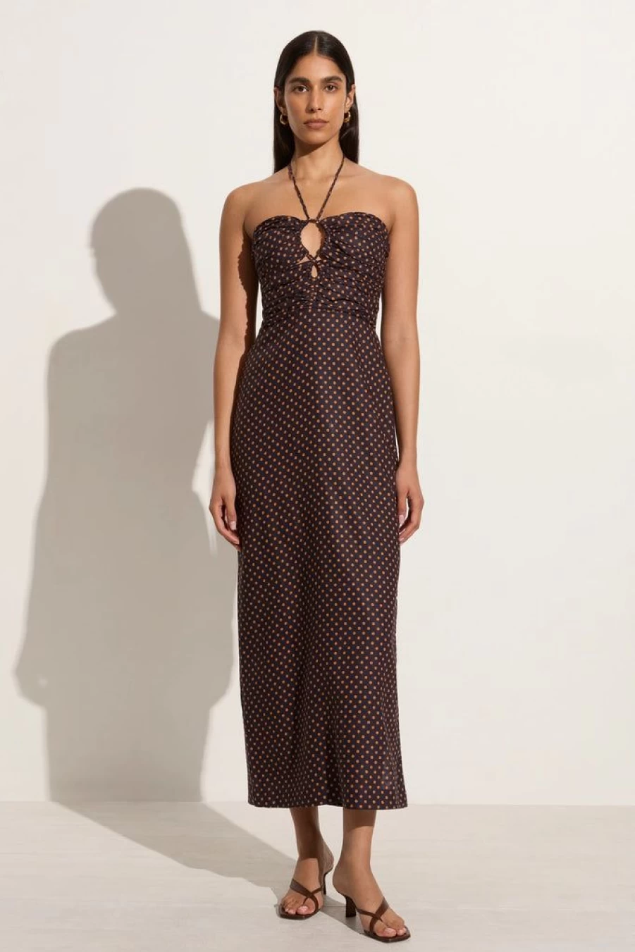 Faithfull The Brand Tortugas Midi Dress in Ludovica Polka Dot Print - Floral Summer Dress
