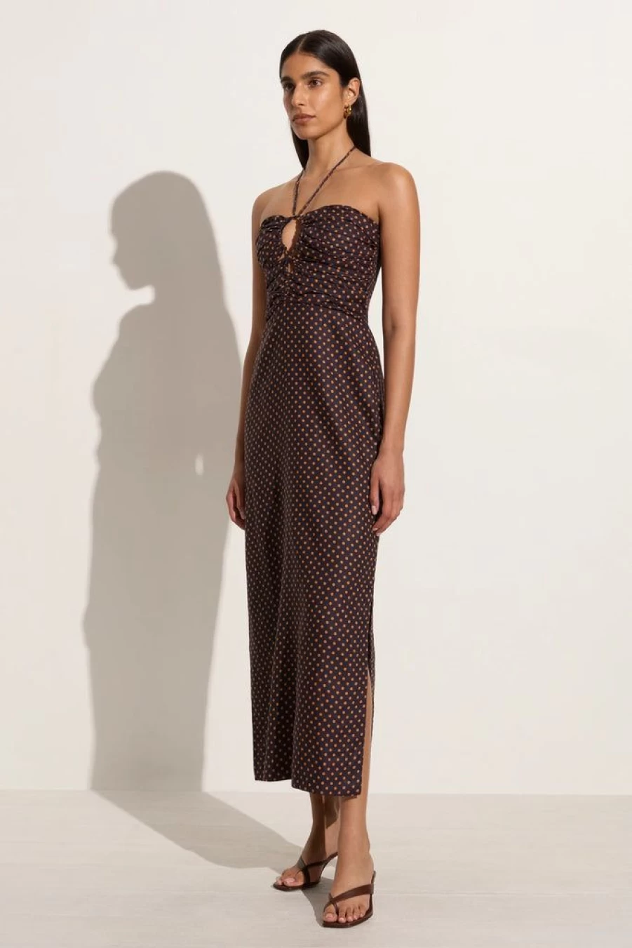 Faithfull The Brand Tortugas Midi Dress in Ludovica Polka Dot Print - Floral Summer Dress